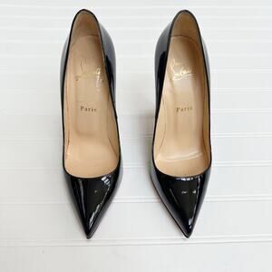 Christian Louboutin Pigalle Patent Leather Black Pump Pointed Toe Stiletto Heels